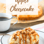 pin image of apple cheesecake.