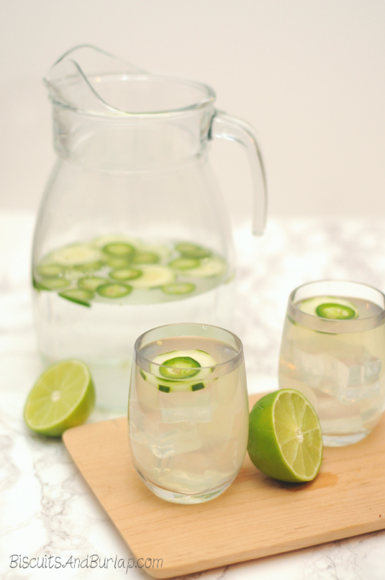 Cucumber Jalapeno Margarita in pitcher