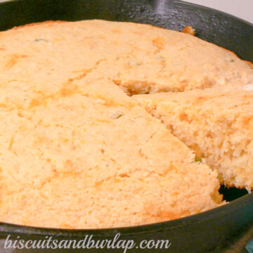 cornbread in skillet.