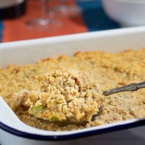 pan of cornbread dressing.