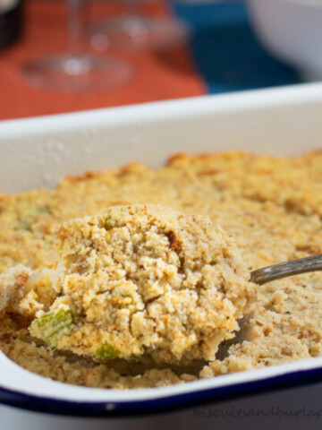 pan of cornbread dressing.