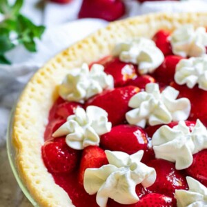strawberry pie with whipped cream.