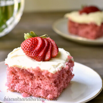 slice of strawberry cake.