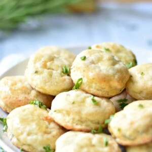 mini herb biscuits on plate.