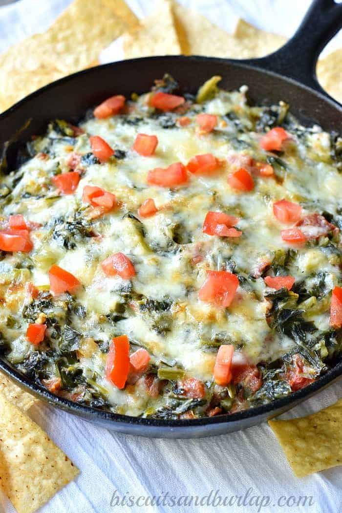 Collard Greens are the best for making the southern version of spinach dip. By BiscuitsandBurlap.com