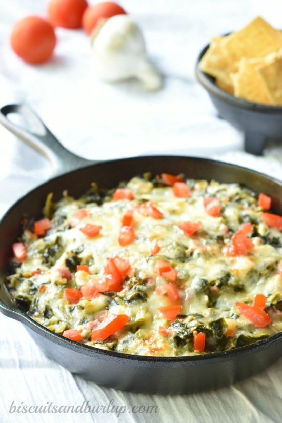 Collard Greens are the best for making the southern version of spinach dip. By BiscuitsandBurlap.com