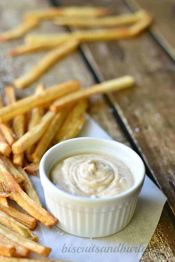 Homemade French Fries with Creole Aioli from BiscuitsandBurlap.com