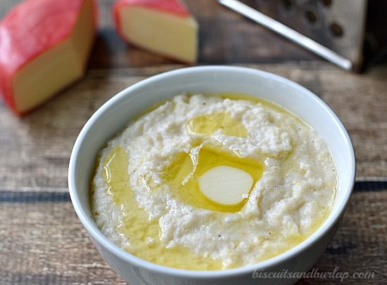 Gouda Grits with Cajun Spice are a versatile side dish from BiscuitsandBurlap.com