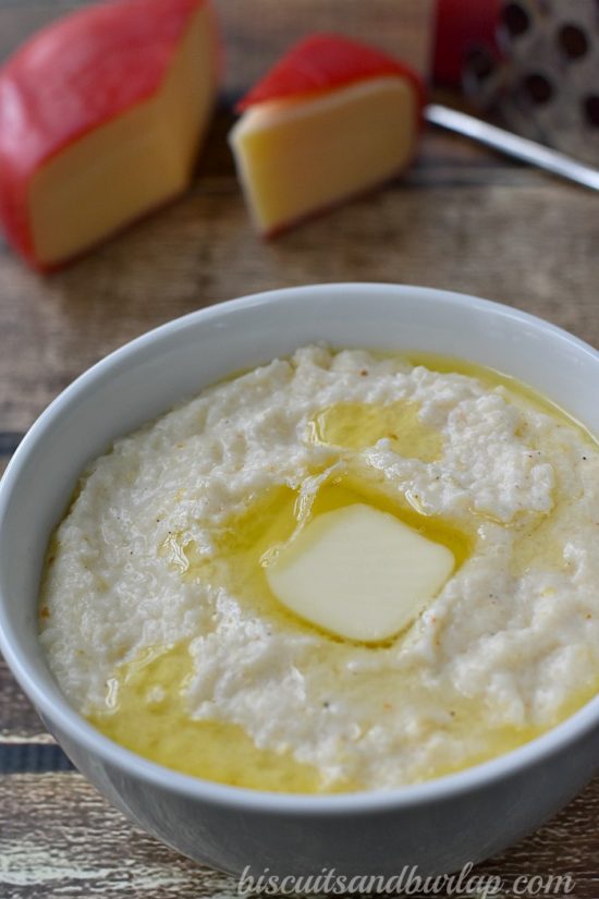 Gouda Grits with Cajun Spice are a versatile side dish from BiscuitsandBurlap.com