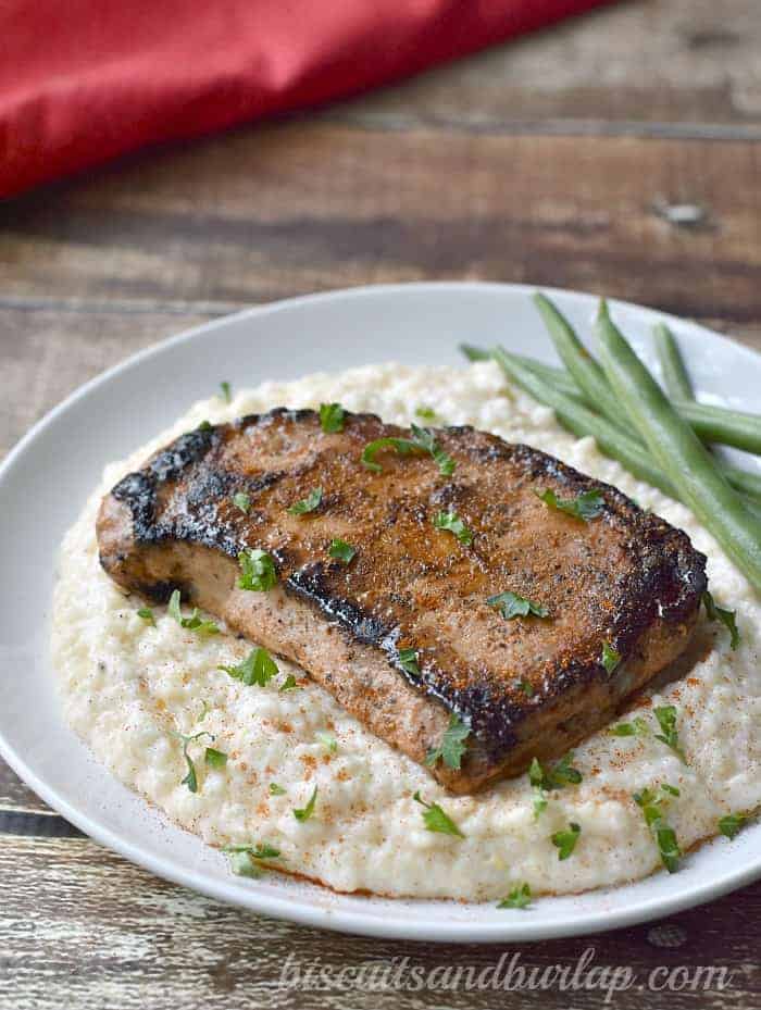 Gouda Grits with Cajun Spice are a versatile side dish from BiscuitsandBurlap.com