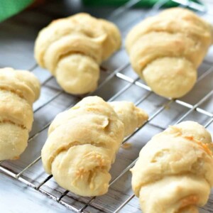 crescent rolls on rack.