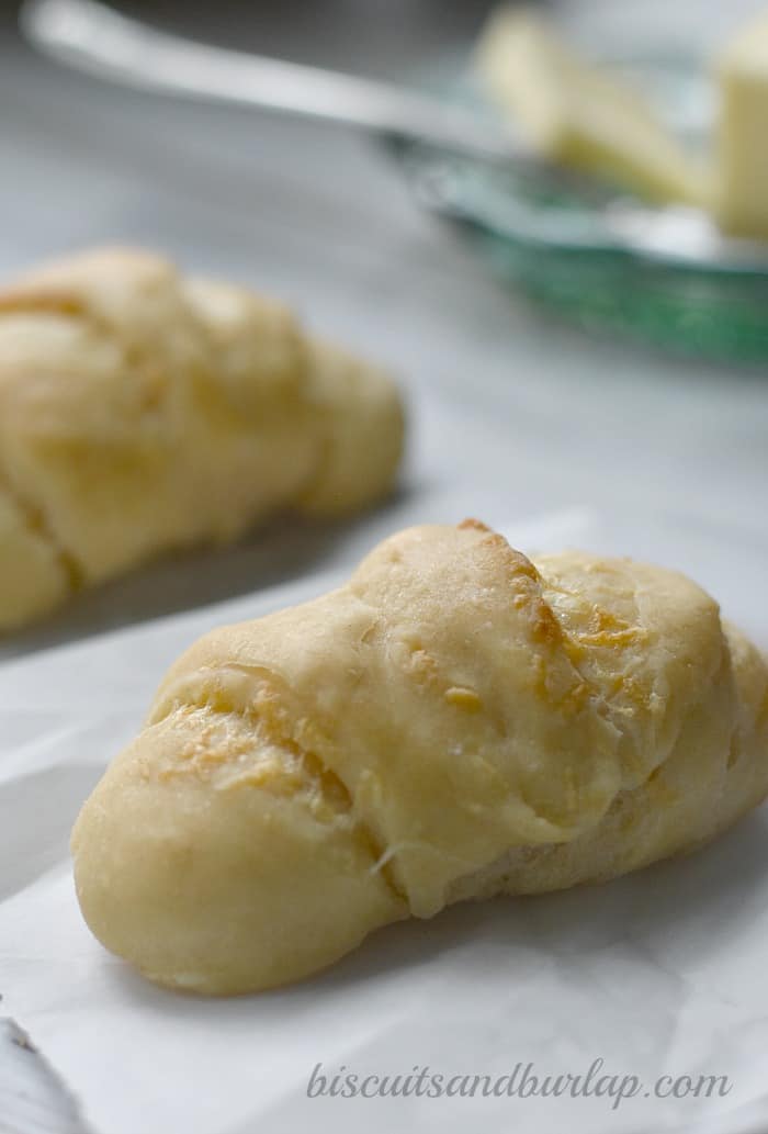 Homemade parmesan crescent rolls are easy enough for beginning bakers from BiscuitsandBurlap.com