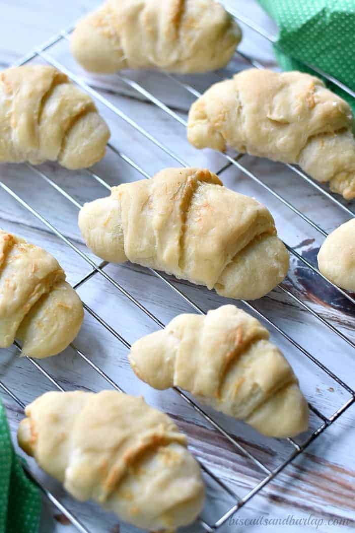 Homemade parmesan crescent rolls are easy enough for beginning bakers from BiscuitsandBurlap.com