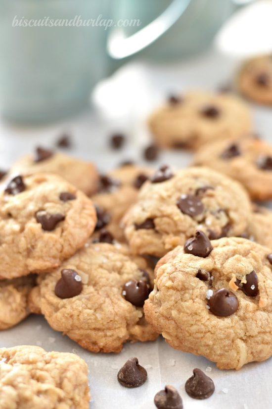 Cookies with coconut, chocolate chips, brown butter and sea salt