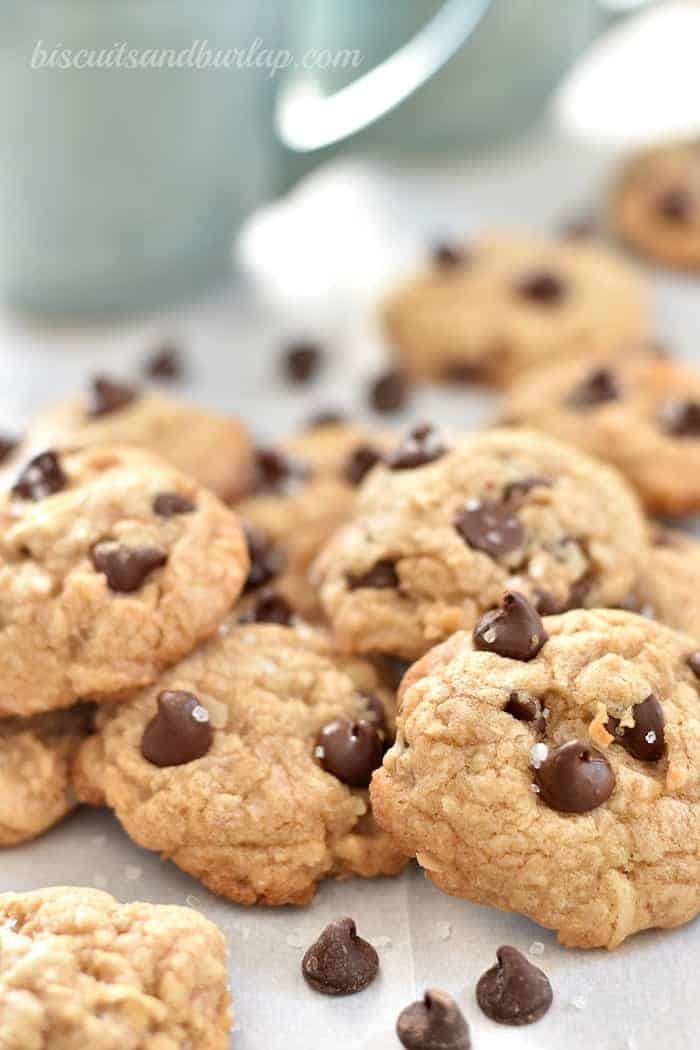 Cookies with coconut, chocolate chips, brown butter and sea salt