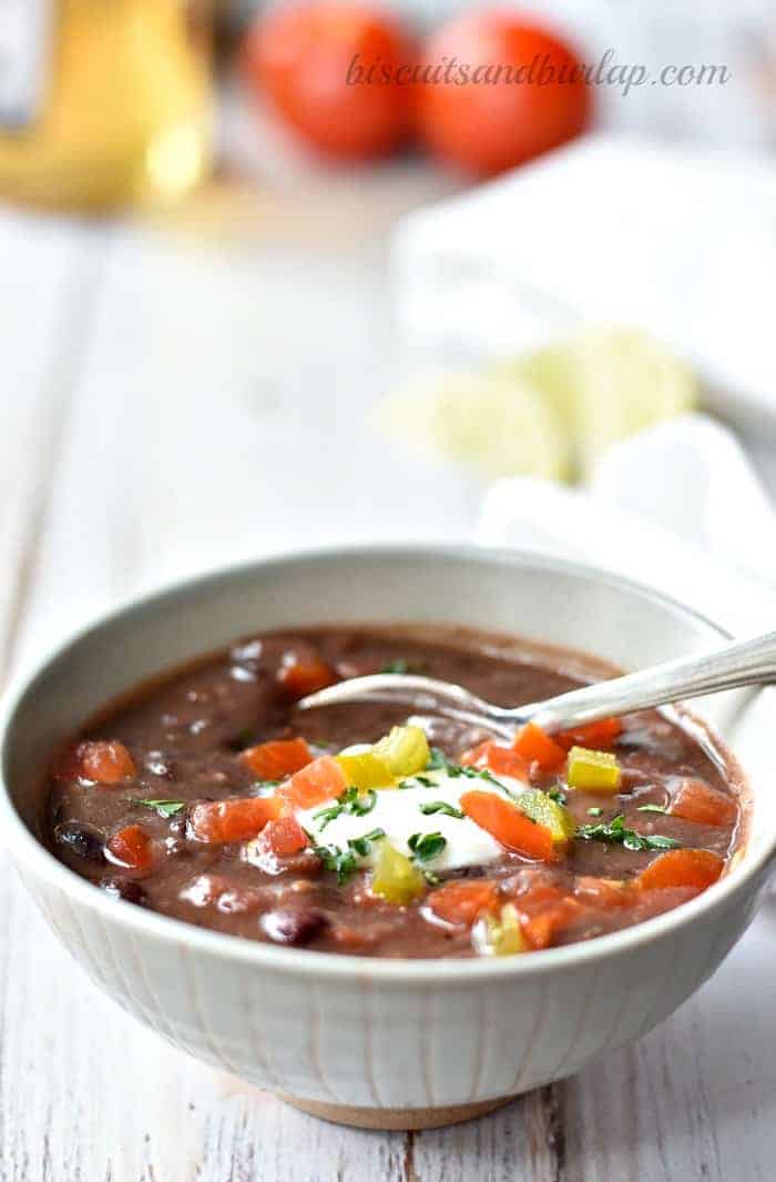 Black Bean Soup is delicious with ham or without