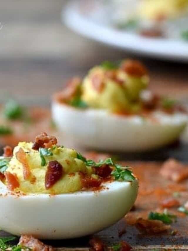 Jalapeno Deviled eggs with a twist from BiscuitsandBurlap.com