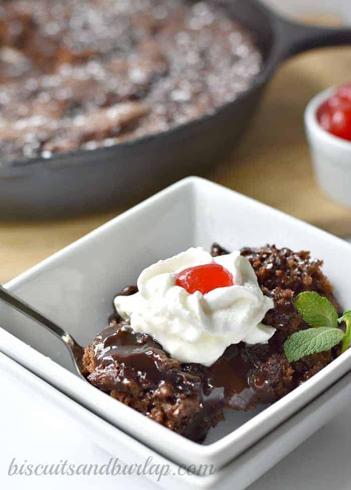 Hot Fudge Pudding Cake is simple and easy. From BiscuitsandBurlap.com