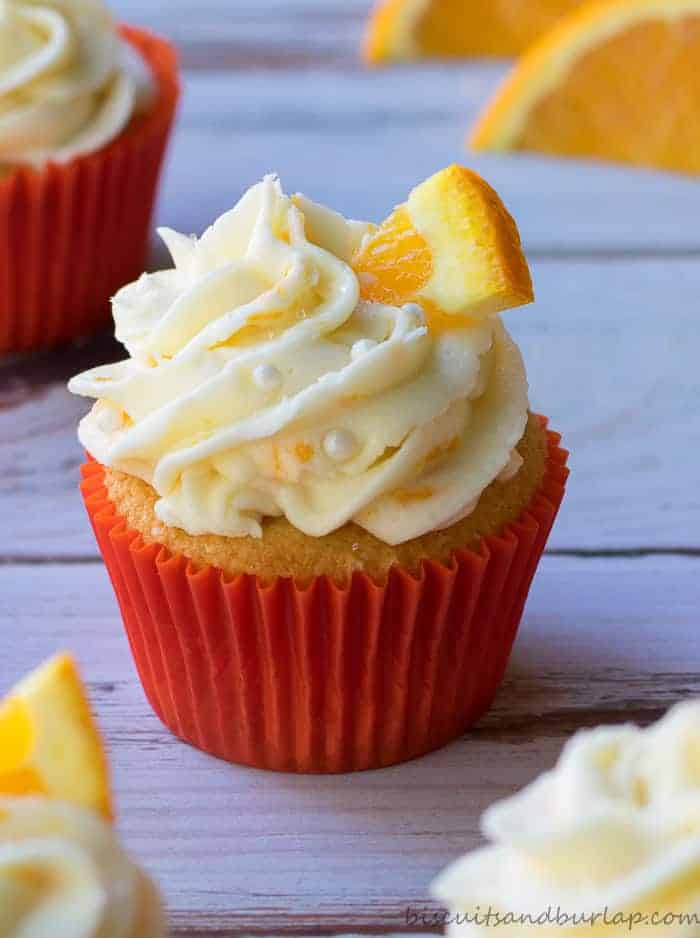 Orange Cupcakes with Cream Cheese Frosting Biscuits & Burlap