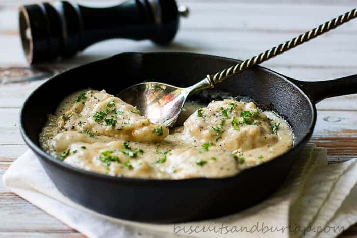 Italian Chicken with Creamy Pan Sauce from BiscuitsandBurlap.com