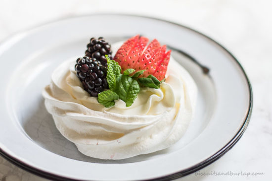 Mini Pavlova desserts are something special. From BiscuitsandBurlap.com