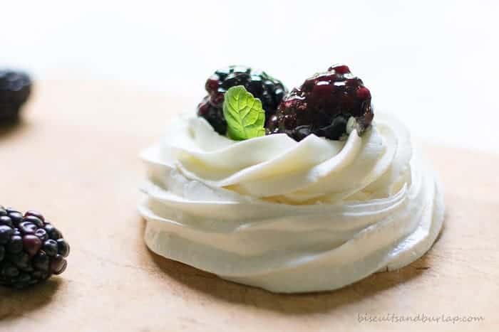 Mini Pavlova desserts are something special. From BiscuitsandBurlap.com