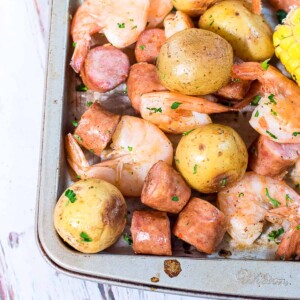 low country boil on sheet pan.