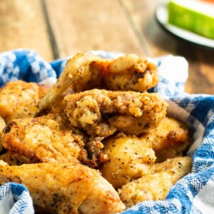 fried chicken in basket.