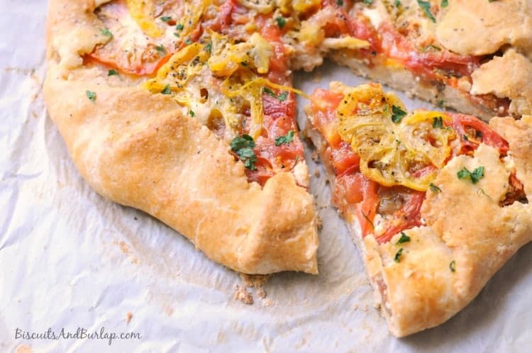 Tomato goat cheese galette from bsicuitsandburlap.com