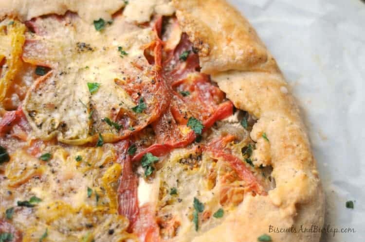 Tomato goat cheese galette from bsicuitsandburlap.com