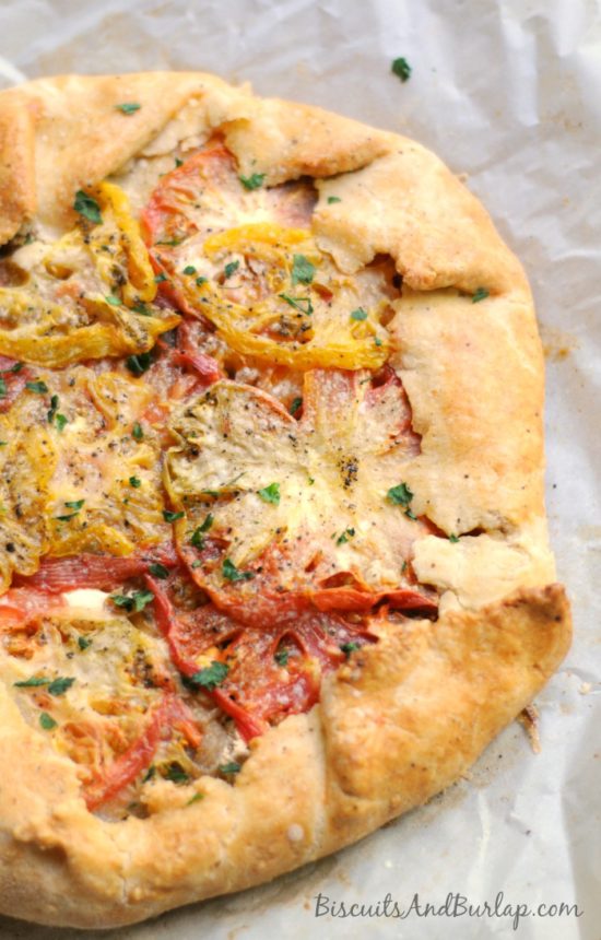 Tomato goat cheese galette from bsicuitsandburlap.com