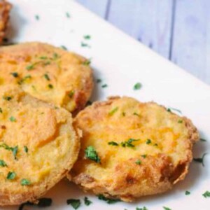 fried green tomatoes on plate.