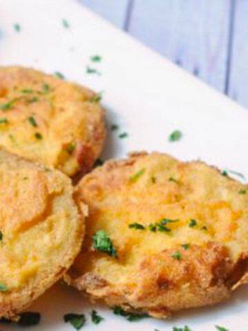 fried green tomatoes on plate.