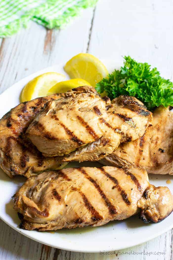 Marinated chicken breasts are grilled and then make the perfect entree, salad or sandwich