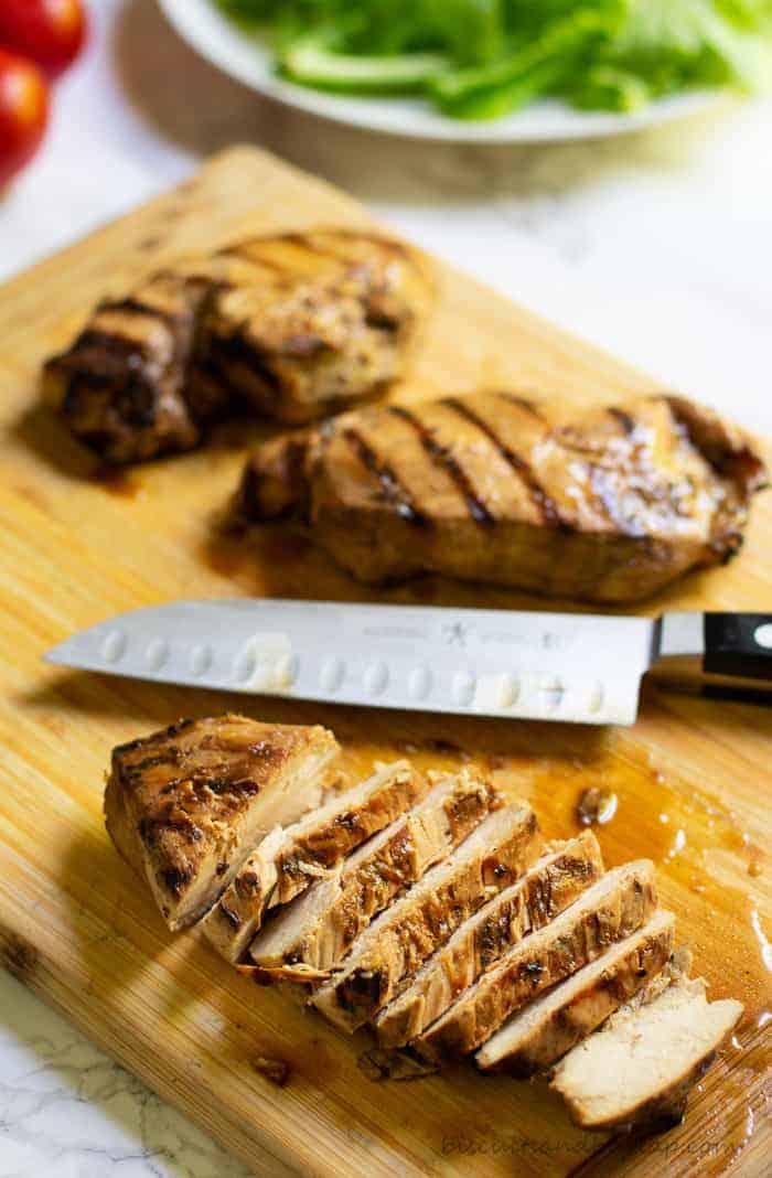 Marinated chicken breasts are grilled and then make the perfect entree, salad or sandwich