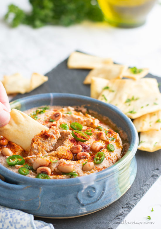 Blackeyed Pea Hummus makes a fun, southern appetizer.