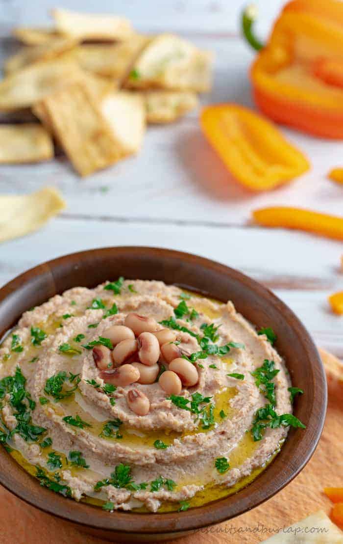 Blackeyed Pea Hummus makes a fun, southern appetizer.