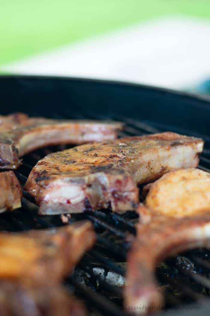 Grilled pork chops with cajun seasoning stay tender with brining