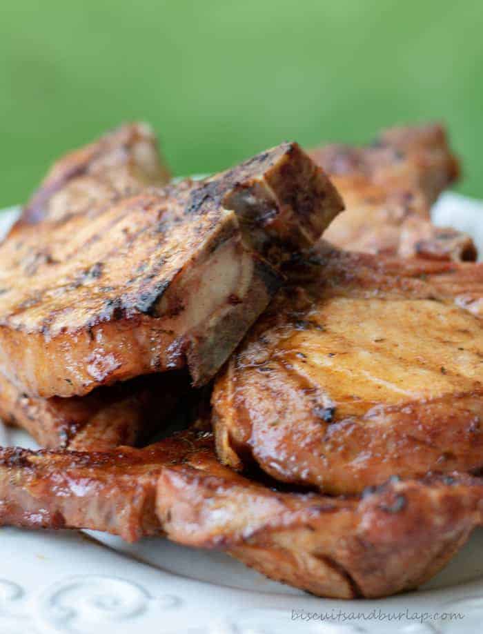 Grilled pork chops with cajun seasoning stay tender with brining