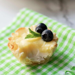 close up of mini lemon tart.