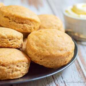 sweet potato biscuits on plate.