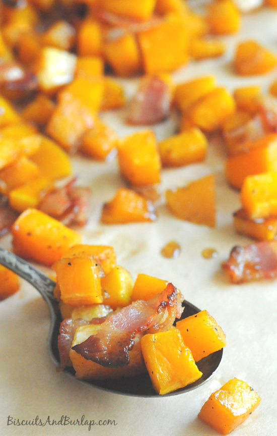 Maple Bourlbon Butternut Squash with Bacon