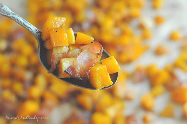 Maple Bourlbon Butternut Squash with Bacon