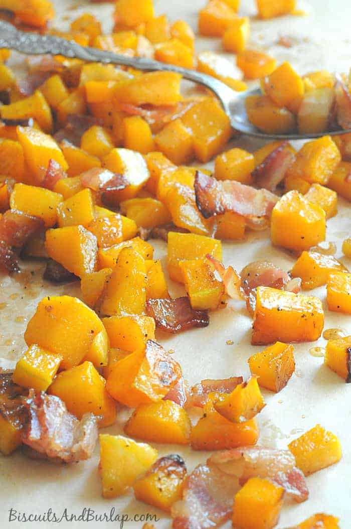 Maple Bourlbon Butternut Squash with Bacon