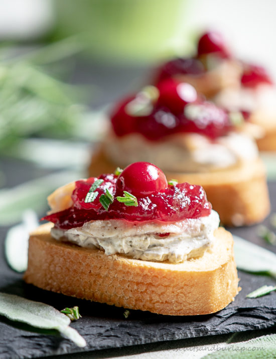 Turkey Crostini are a great way to use leftover turkey and cranberry sauce