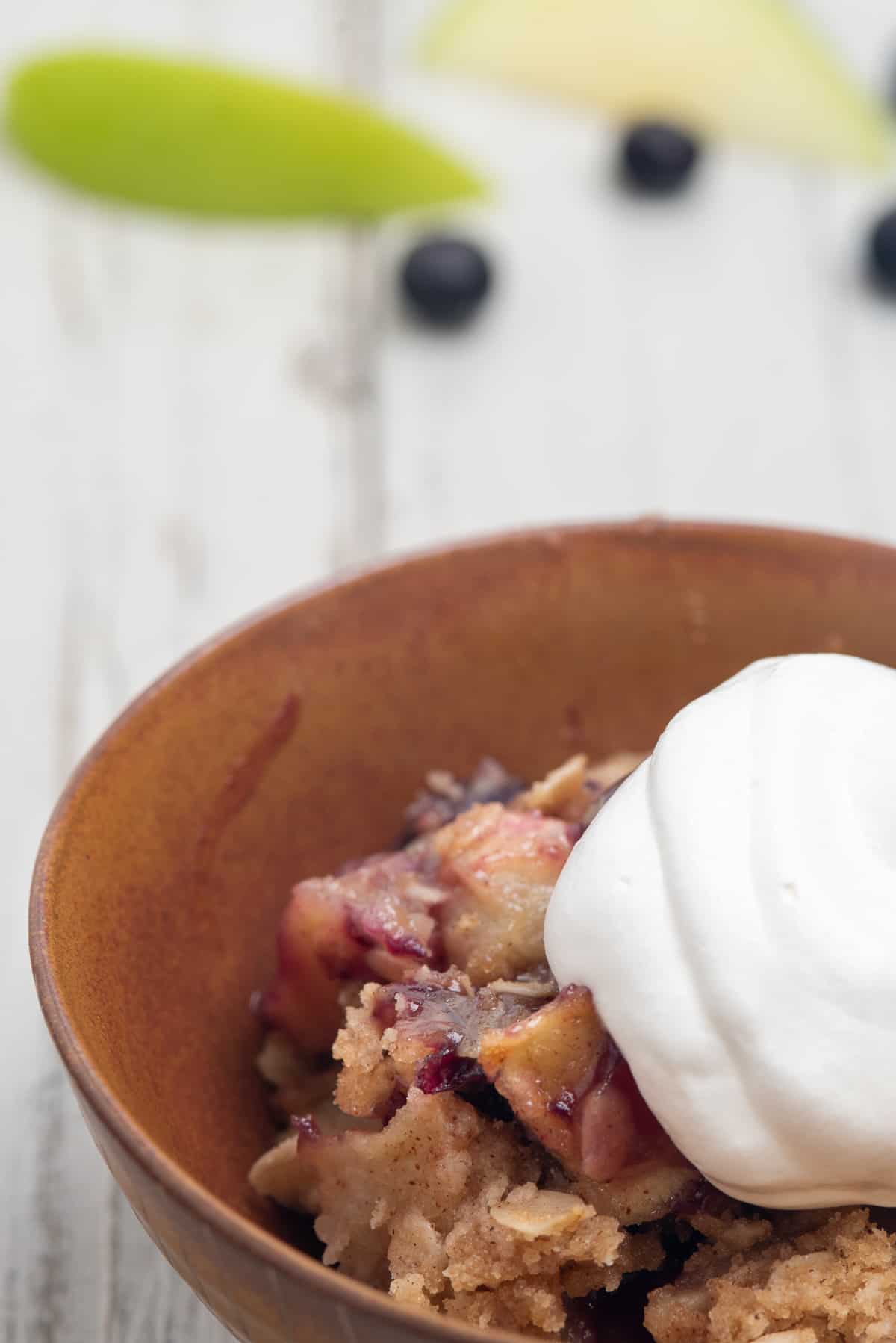 apple berry scrip topped with whipped cream