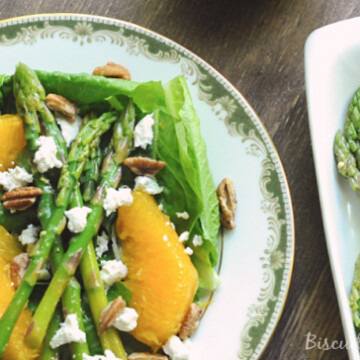 Salad with Oranges, marinated asparagus, and goat cheese