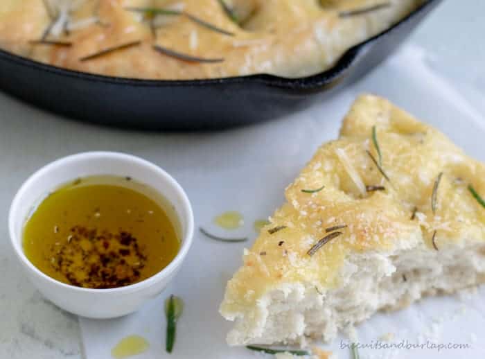skillet focaccia bread is fragrant and delicious. It's perfect for a first-time bread baker.