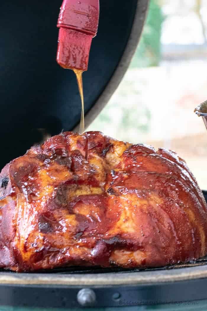 Complete instructions for smoking ham (non-spiral-sliced) on the Big Green Egg