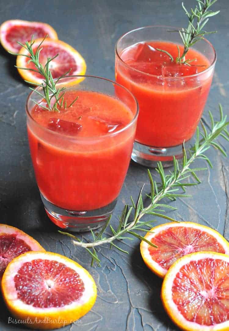Blood Orange Bourbon Cocktail with Rosemary Simple Syrup